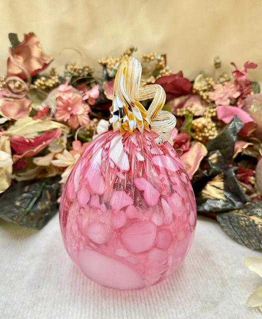 Hoogs and Crawford Rosy Pink and White Dot Pumpkin - Large
