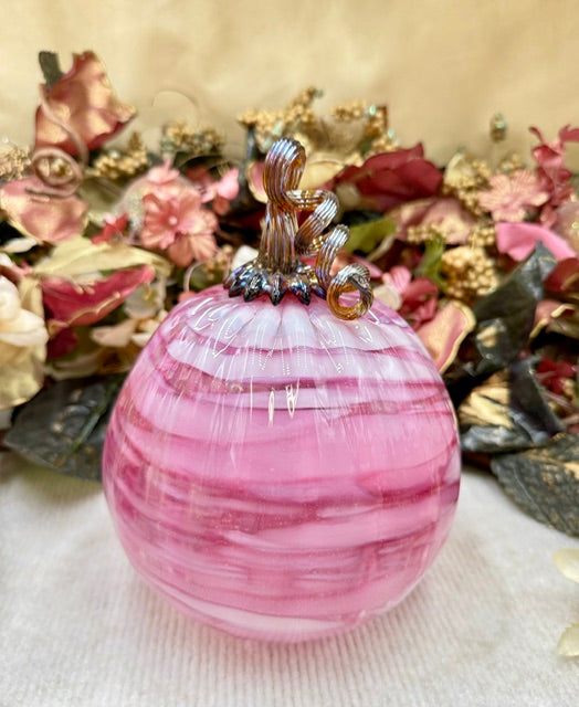 Hoogs and Crawford Light Pink and Dark Pink Swirl Pumpkin - Large