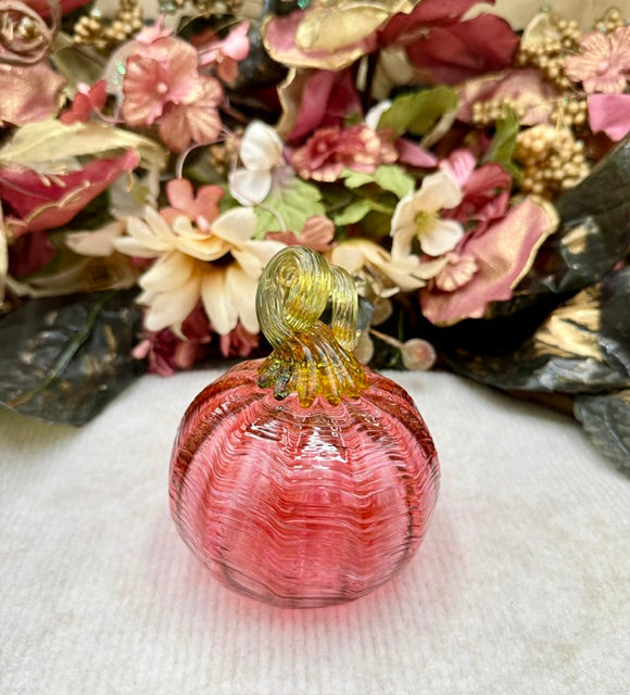 Hoogs and Crawford Rosy Pink and Green Pumpkin - Small