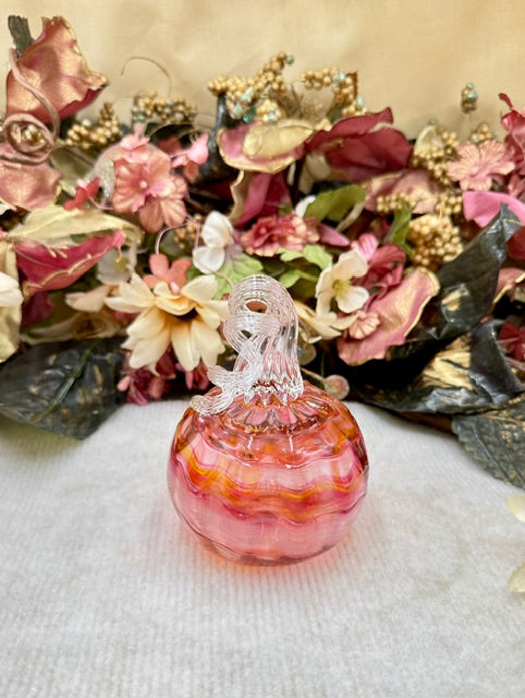 Hoogs and Crawford Dark Pink and Yellow Wavy Pumpkin - Small