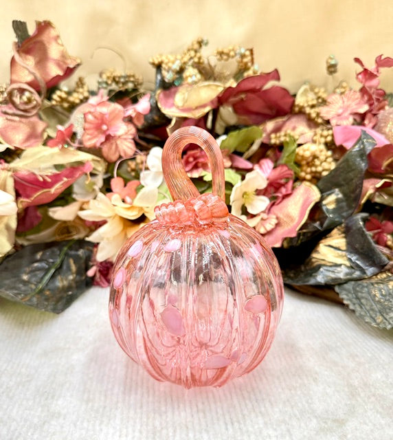 Kim Savoie Peachy Pink and Light Pink Dot Pumpkin - Medium