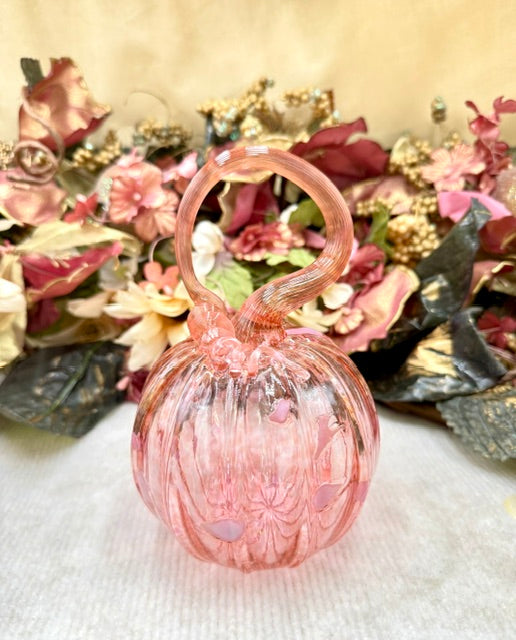 Kim Savoie Peachy Pink and Light Pink Dot Pumpkin - Medium