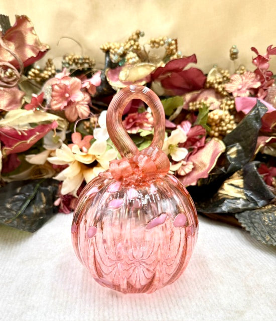 Kim Savoie Peachy Pink and Light Pink Dot Pumpkin - Medium