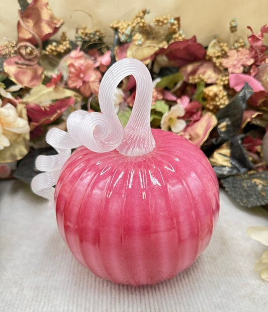 Yukimi Opaque Pink and White Pumpkin - Large