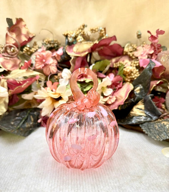 Kim Savoie Peachy Pink and Light Pink Dot Pumpkin - Medium