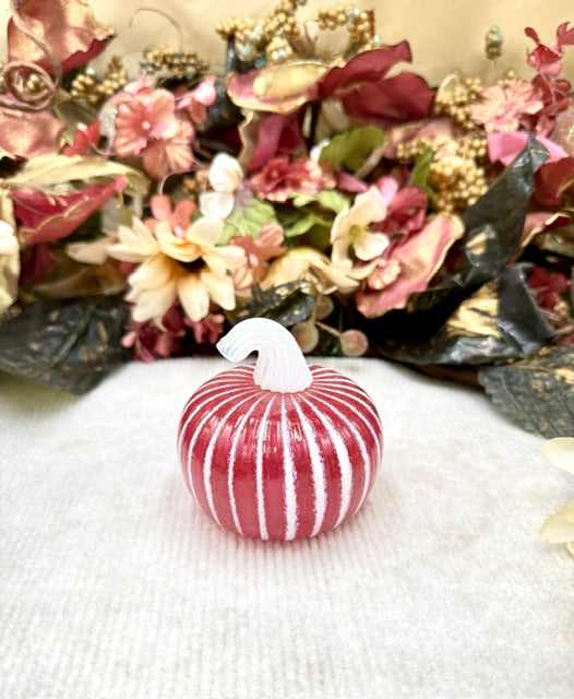 Cole Alexander White Candy Stripe Pink Pumpkin - Mini