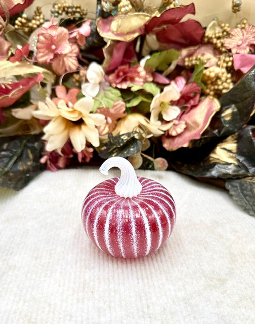Cole Alexander White Candy Stripe Pink Pumpkin - Mini