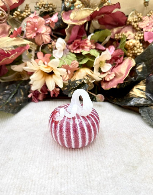 Cole Alexander White Candy Stripe Pink Pumpkin - Mini