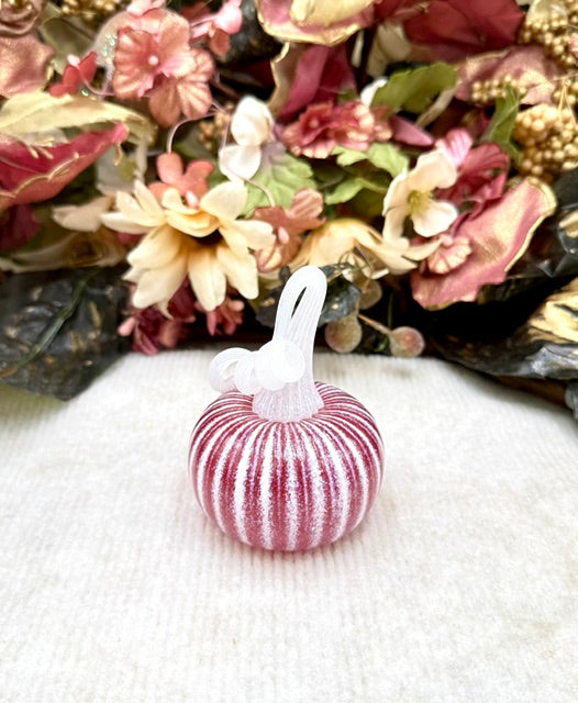 Cole Alexander White Candy Stripe Pink Pumpkin - Mini