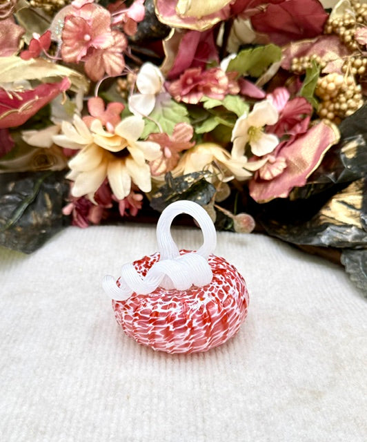 Cole Alexander White and Pink Swirl Pumpkin - Mini