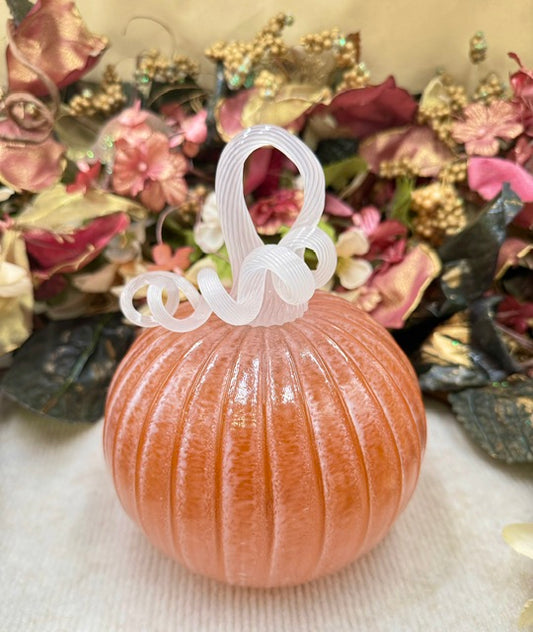 Yukimi Dark Orange and Pink Frosted Pumpkin - Large