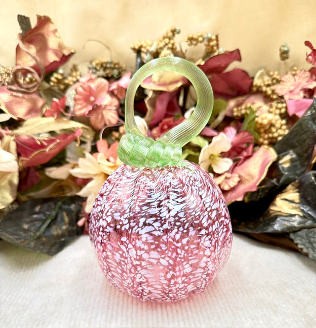 Kim Savoie Rose Pink and White Speckled Pumpkin - Medium