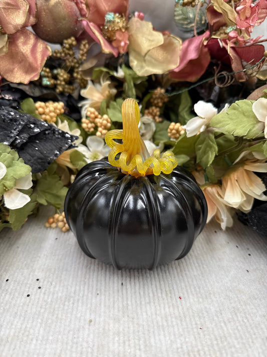 Belleau Opaque Black and Yellow Pumpkin - Large