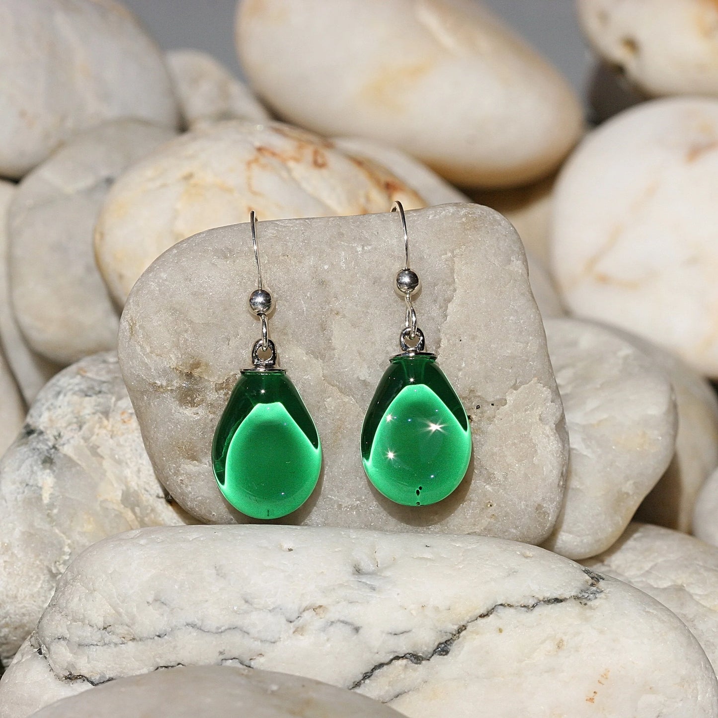 Mini Teardrop Earrings Green