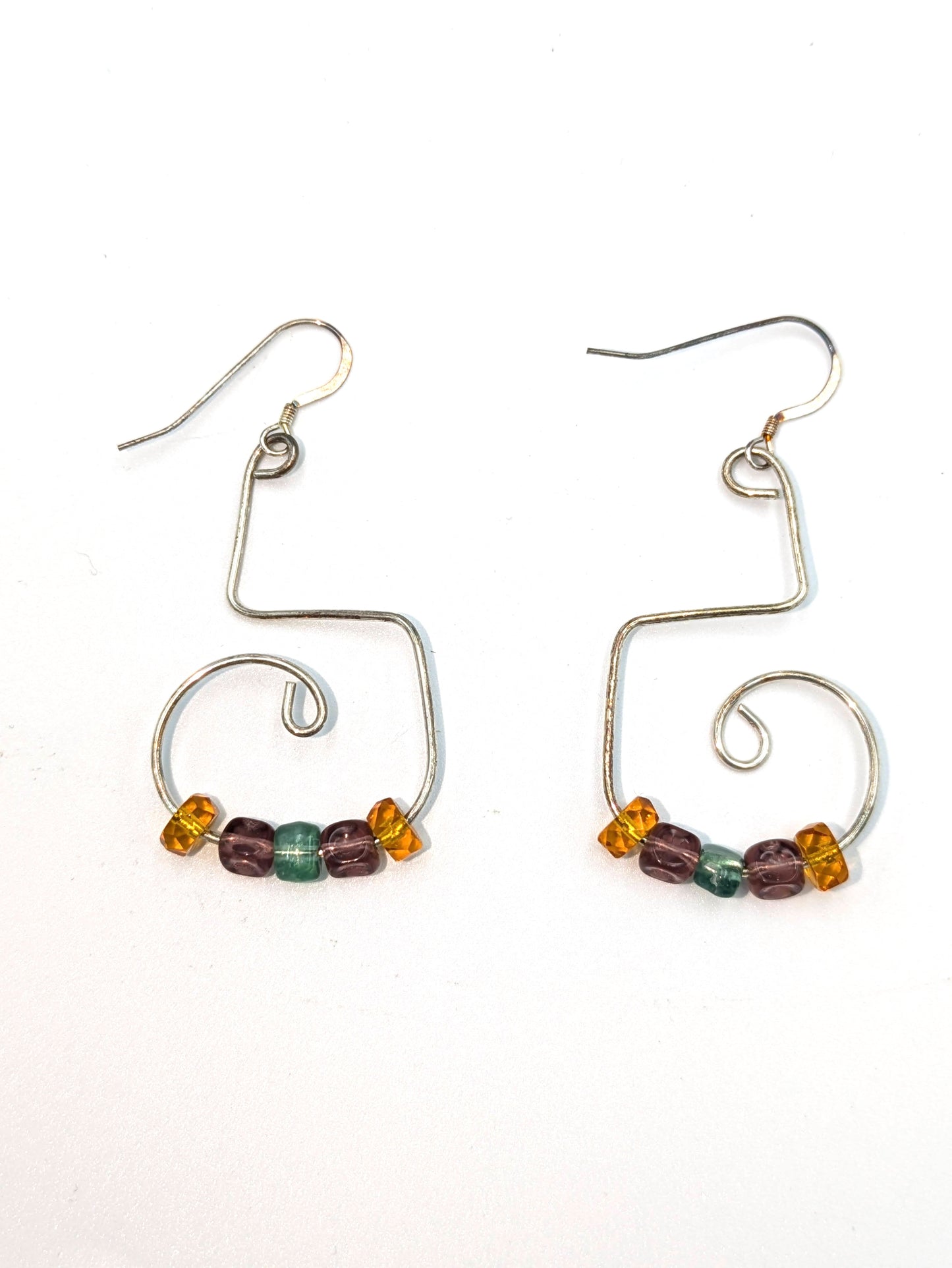 Large Amber Czech Glass Earrings