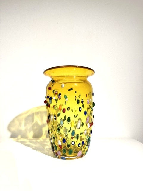 Fritz Glass Confetti Vase - Yellow/Rainbow