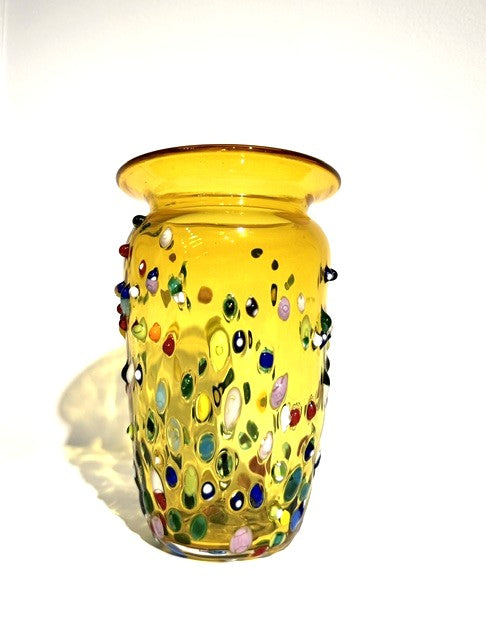 Fritz Glass Confetti Vase - Yellow/Rainbow