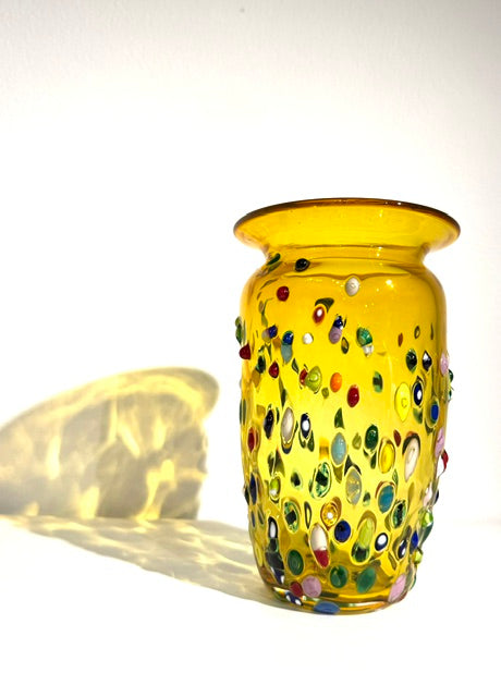 Fritz Glass Confetti Vase - Yellow/Rainbow