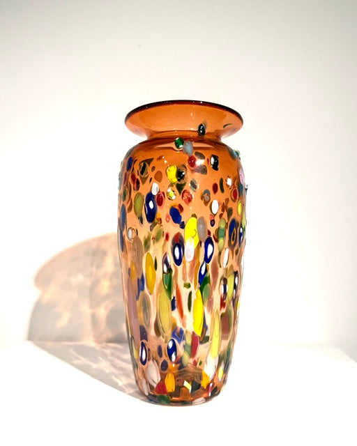 Fritz Glass Confetti Vase - Orange/Rainbow