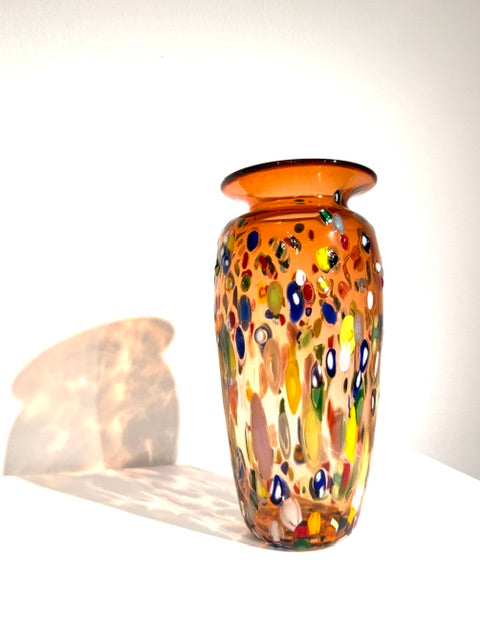 Fritz Glass Confetti Vase - Orange/Rainbow