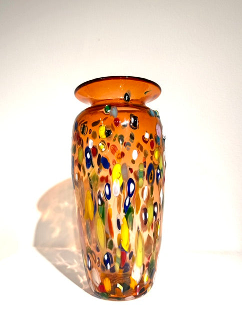 Fritz Glass Confetti Vase - Orange/Rainbow