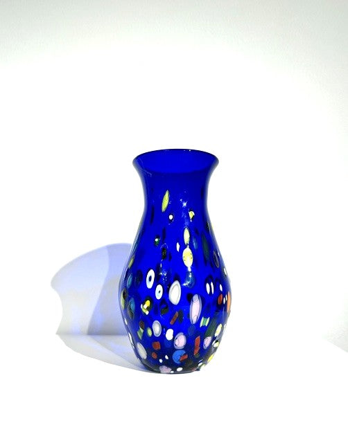 Fritz Glass Confetti Vase - Cobalt Blue/Rainbow