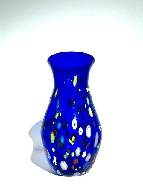 Fritz Glass Confetti Vase - Cobalt Blue/Rainbow