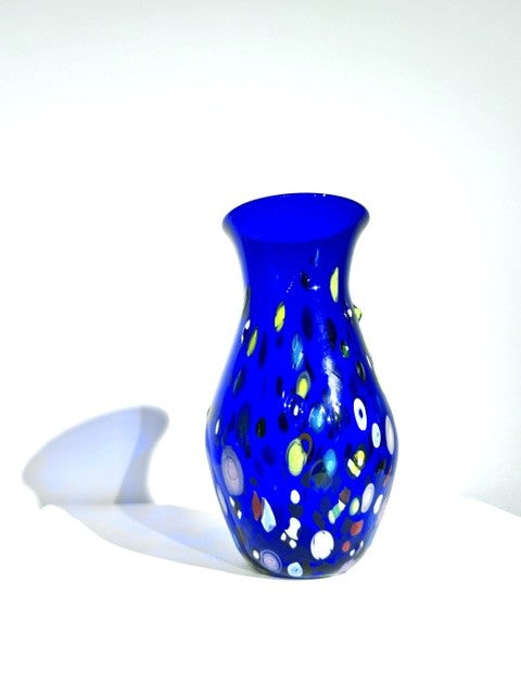 Fritz Glass Confetti Vase - Cobalt Blue/Rainbow