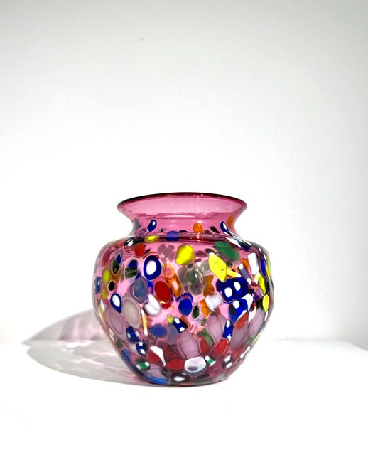 Fritz Glass Confetti Vase - Magenta/Rainbow