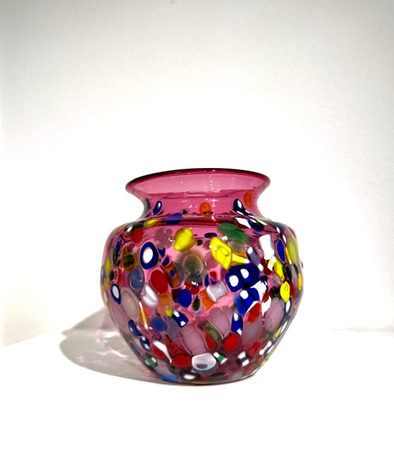 Fritz Glass Confetti Vase - Magenta/Rainbow