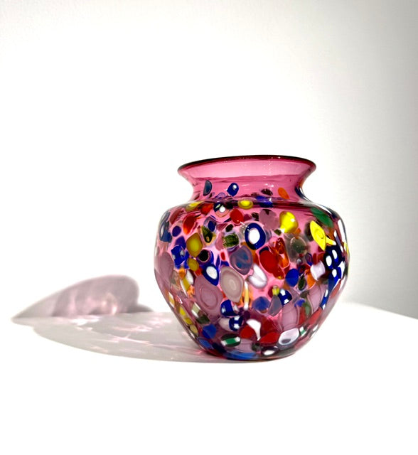 Fritz Glass Confetti Vase - Magenta/Rainbow