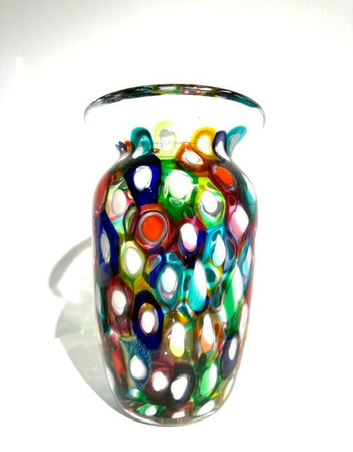 Fritz Glass Dot Vase - Multicolor and White