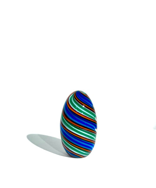 Fritz Glass Egg - Blue, Green, Red and White