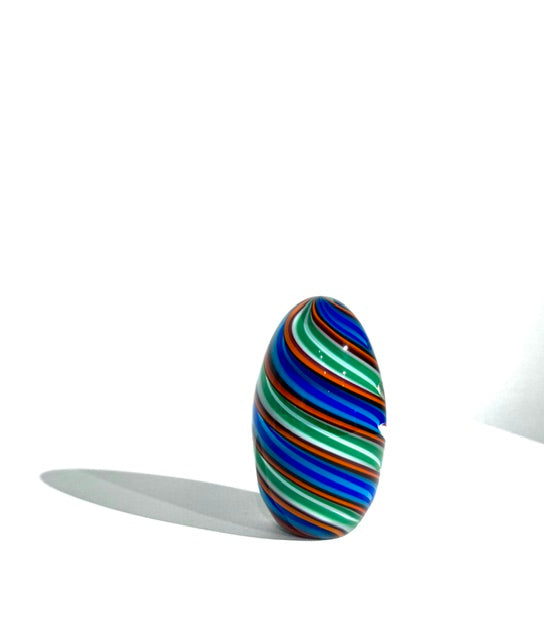 Fritz Glass Egg - Blue, Green, Red and White