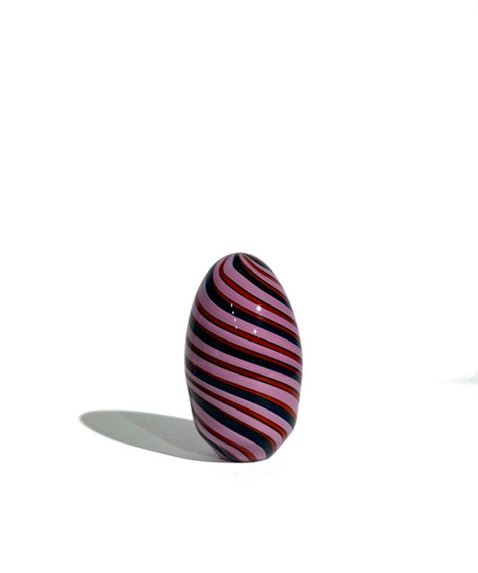 Fritz Glass Egg - Light Pink, Dark Blue, and Red