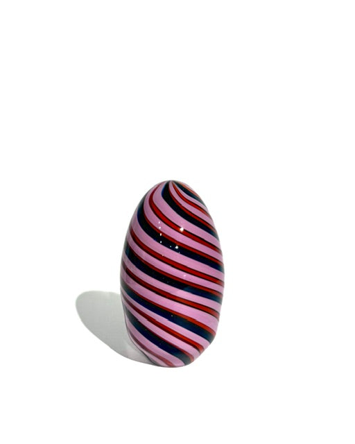 Fritz Glass Egg - Light Pink, Dark Blue, and Red