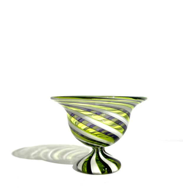 Fritz Glass Footed Salt - Purple, White, and Yellow