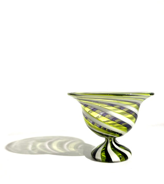 Fritz Glass Footed Salt - Purple, White, and Yellow