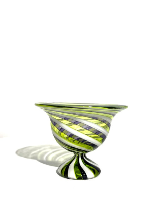 Fritz Glass Footed Salt - Purple, White, and Yellow
