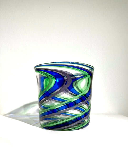 Fritz Glass Medium Vase - Clear, Purple/Gray, Green and Cobalt Blue