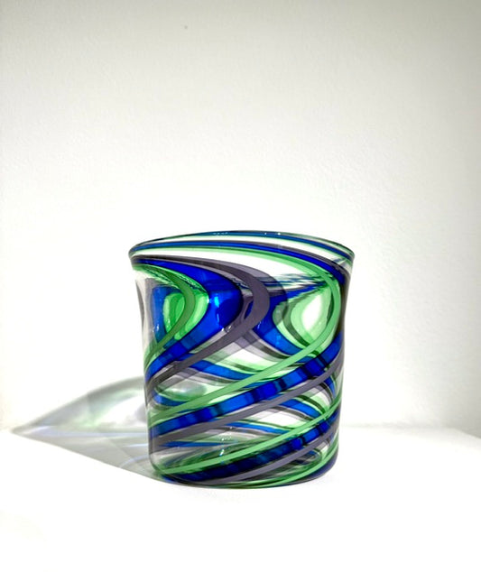 Fritz Glass Medium Vase - Clear, Purple/Gray, Green and Cobalt Blue