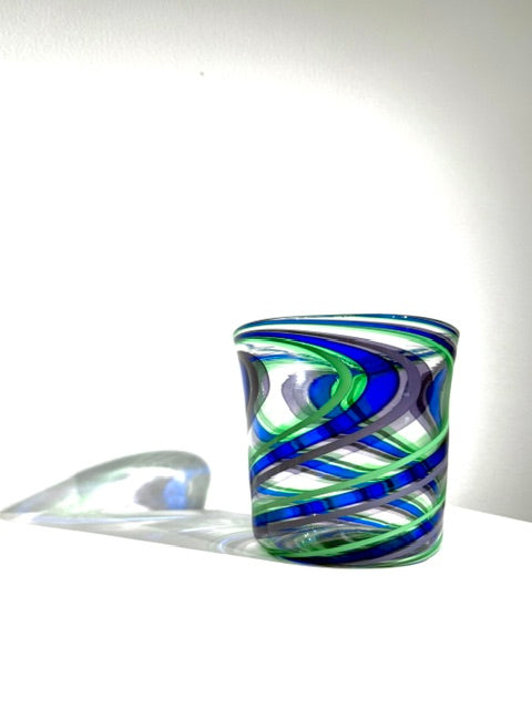 Fritz Glass Medium Vase - Clear, Purple/Gray, Green and Cobalt Blue