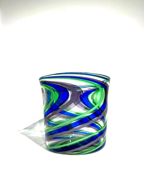 Fritz Glass Medium Vase - Clear, Purple/Gray, Green and Cobalt Blue