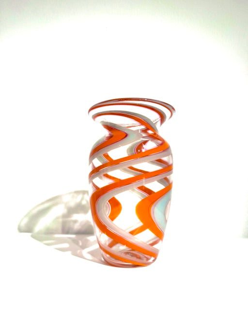 Fritz Glass Medium Vase - Clear, Orange and White