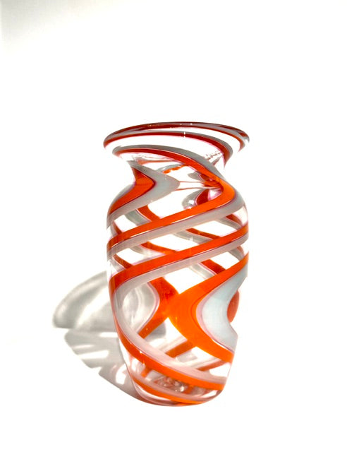 Fritz Glass Medium Vase - Clear, Orange and White
