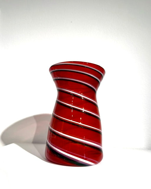 Fritz Glass Medium Vase - Red, White and Dark Green
