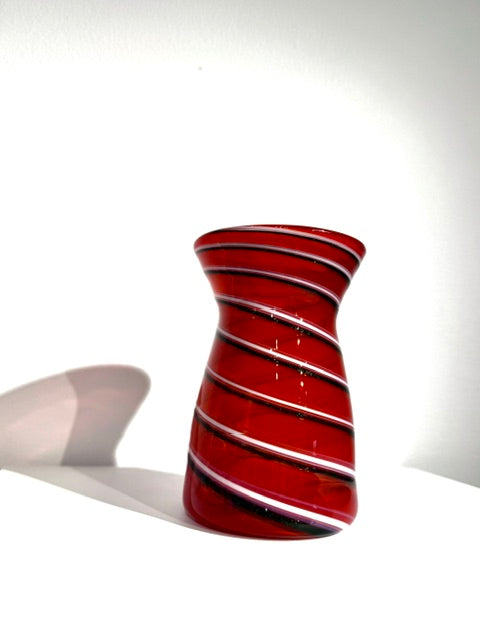 Fritz Glass Medium Vase - Red, White and Dark Green