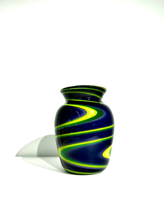 Fritz Glass Medium Vase - Dark Blue, Green and Yellow