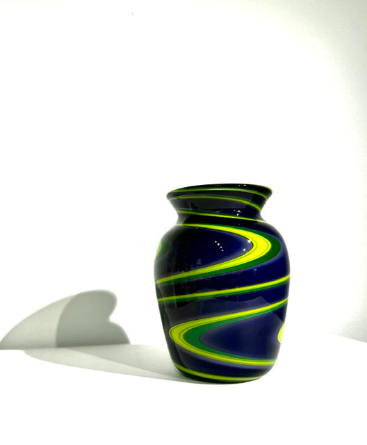 Fritz Glass Medium Vase - Dark Blue, Green and Yellow