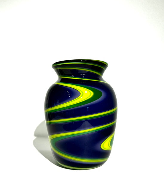 Fritz Glass Medium Vase - Dark Blue, Green and Yellow